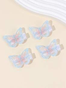 4/10 件装女婴彩色蕾丝蝴蝶发夹，时尚可爱逼真蝴蝶装饰发饰，无损 - 彩色 - 查看 10