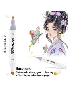 120 色丙烯马克笔,高精度颜色,配有便携式黑色帆布袋、白色笔筒套装,适用于纸张、卡片、陶瓷、石膏、绘图艺术家绘画艺术用品 - 套裝 - 查看 9