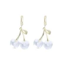 1 件时尚透明樱桃设计吊坠耳环，女士水钻心形耳环，情人节礼物，妈妈，母亲，母亲节，礼物