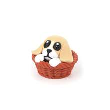 3D Printed Cute Corgi Puppy, Realistic Animal Model, Small Dog Sitting Inside A Basket