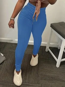 Womens Classic High Waisted Skinny Stretch Butt Lifting Jeans Slim Fit Denim Pants - 中藍 - 查看 2