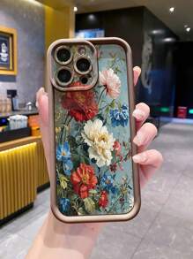 1 pieza Funda de teléfono a prueba de golpes con flor grande compatible con Iphone/Galaxy/Infinix/Redmi/OPPO/VIVO/Realme/MOTO/Itel/Tecno