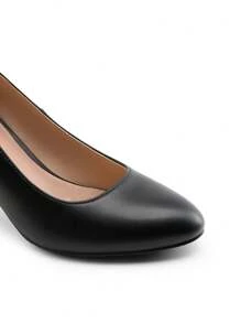 Women's High Chunky Rounded Toe Pumps Block Heels Closed Toe  Solid Color Comfortable Slip On Work Shoes - 黑色 - 查看 8