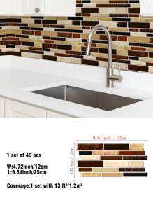 SUPSTICKER 40 件大理石纹理风格厨房装饰，防水防油易清洁耐高温可剥离粘贴，可用于客厅卧室装饰、厨房和浴室改造翻新装饰，4.72 * 9.84 英寸，贴纸，墙贴花，乙烯基贴花用于家居装饰，春季装饰物品让您的家焕然一新，拉玛装饰贴纸礼物生日毕业