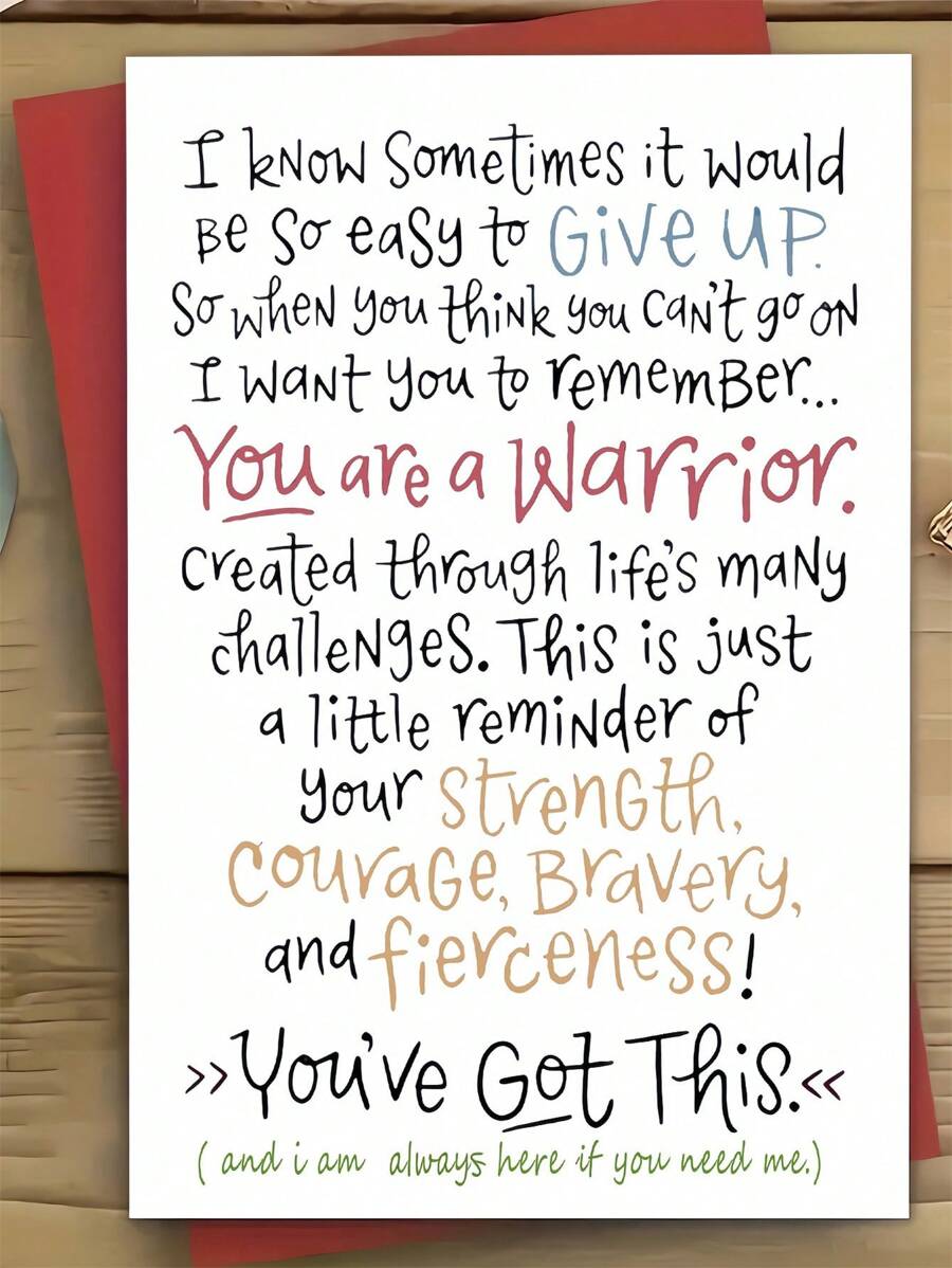 Inspirational Warrior Card - Encouragement & Strength Reminder, Perfect For Anyone, Everyday Office Essentials - Multicolor - View 1