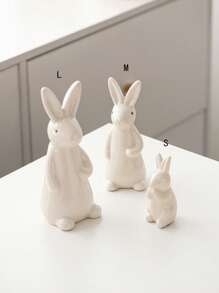 1 pieza Adorno de conejo blanco de cerámica, en varios tamaños, de estilo simple y lindo, apropiado para escritorio, decoración del hogar, oficina, estantería, mueble de TV