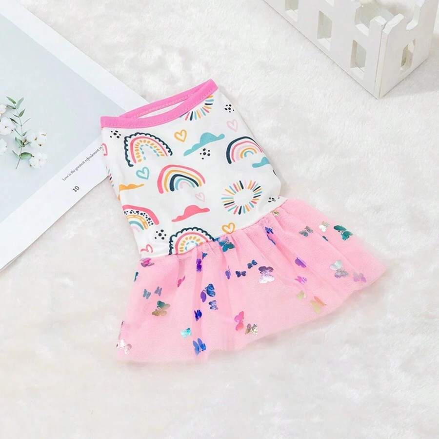 1pc Pet Dress, New Arrival Summer Pet Skirt, Dog Dress, Small Dog Princess Dress - Pink - View 1