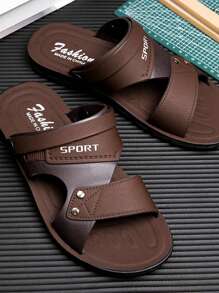 صنادل جلد اصطناعي EVA للخارج من الربيع إلى الصيف، مقاسات كبيرة، مناسبة للشاطئ والمنزل والمشي في الهواء الطلق، مانعة للانزلاق ومقاومة للروائح الكريهة، ذات نعل سميك، نعال مريحة للرجال - قهوة بني - مشاهدة 5