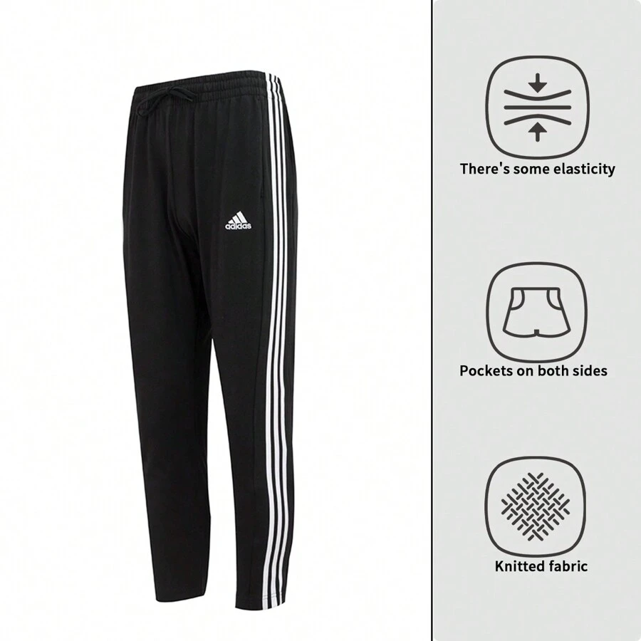 Adidas Men's M 3S SJ TO PT Knitted Trousers Tapered Pants Breathable Casual Pants IC0044 - Black/White - View 1