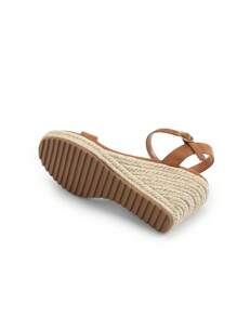 Women's Open Toe Espadrilles Wedge Sandals  With Adjustable Buckle Ankle Strap And Soft Footbed Vacation Shopping Summer Dressy Sandals - màu nâu - Xem 11