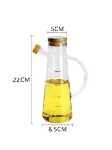 1pc Glass Olive Oil Dispenser Bottle With Measurement Marks, Leak-Proof Oil Bottle, Seasoning Bottle, Vinegar Bottle, Kitchen Condiment Container For Outdoor Barbecue, Camping, Picnic, Kitchen Accessory