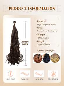 Pack Of 1 Synthetic French Curly Black Blue Pink Brown Spiral Curly Crochet Braids Hair High Temperature Loose Wave Curl Braiding Hair Extensions Suitable For Women And Children Daily Holidays And Cosplay Christmas New Year Carnival Music Festival Braided Hair - Multicolor - View 4