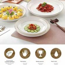 8-Inch Handpainted Gold-Lined, New Design, Gold-Rimmed Ceramic Round Plate, Nordic Style, Minimalist Steak Plate, Fruit Plate, Dessert Plate, Appetizer Plate, Serving Dish, Kitchen Dining Utensil