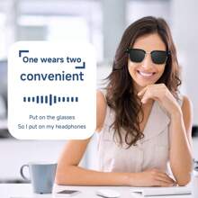 SIMSONLAB Gafas inteligentes de moda, audio inalámbrico con altavoces HD, control por voz para asistente virtual, emparejamiento fácil con un solo botón, patas con función espejo, control remoto para fotografía, sonido estéreo, sensación cómoda de uso, gafas de sol unisex, gafas inteligentes con micrófono, gafas de sol deportivas perfectas para conducir, pescar y excursiones de verano, productos electrónicos de gafas Bluetooth, exquisito regalo de fin de año