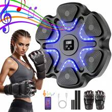 Music Boxing Machine With Boxing Gloves, Boxing Wall Mount Machine For Adult Smart Boxing Traineing Machine , Boxing Workout Equipment Target For Home, Office, Gym - Black - View 2