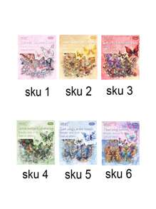 20张/包，精美蝴蝶图案复活节贴纸，防水PET动物印花手册装饰贴纸，适用于手机壳剪贴簿卡片装饰材料贴纸，学校用品文具装饰贴纸 - 彩色 - 查看 3