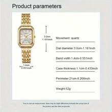 6pcs- Chic Square Women's Quartz Watch Set - Classic Beaded Bracelet Design, Alloy Case & Band, Non-Rechargeable Battery