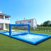 33 Ft(L) Inflatable Water Volleyball Pool, Commercial 0.6mm PVC, With 800W Pump (Inflate/Deflate), Easy Setup Backyard Swimming Pool For Summer, Outdoor Activities Or Parties, 33 X 16.5 X 7 Ft - Blue - View 2