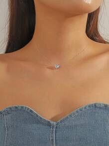 1 Peça Colar Gargantilha com Zircônia Cúbica e Cristal Transparente para Mulheres/Meninas, Colar de Zircônia em Estilo Universitário Simples para Uso Diário, Adequado como Presente do Dia das Mães/Amigos