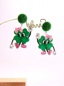 Pink Snail Funny Cute Statement Handmade Seed Bead Stud Earrings, Cartoon Kawaii Earrings, Fashion Jewelry, St. Patrick's Day Clover Bow, Animal Lover Acrylic Resin Drop Dangle Earrings For Women & Girls, Summer, Winter, Holiday, Beach, Party, Gift For Her, Couple Gift, Valentine's Day,Mom,Mother,Mother's Day,Gift