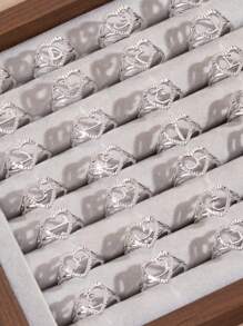 1枚个性化阿拉伯字母戒指，精美定制儿童礼物 - 銀色 - 查看 2