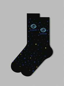 1 par de calcetines con diseño de signos del zodíaco para mujer, calcetines blancos, calcetines negros, calcetines hasta el tobillo, calcetines artísticos, calcetines deportivos, calcetines de moda, calcetines para niñas, calcetines tipo crew, calcetines sencillos, calcetines casuales, aptos para uso diario