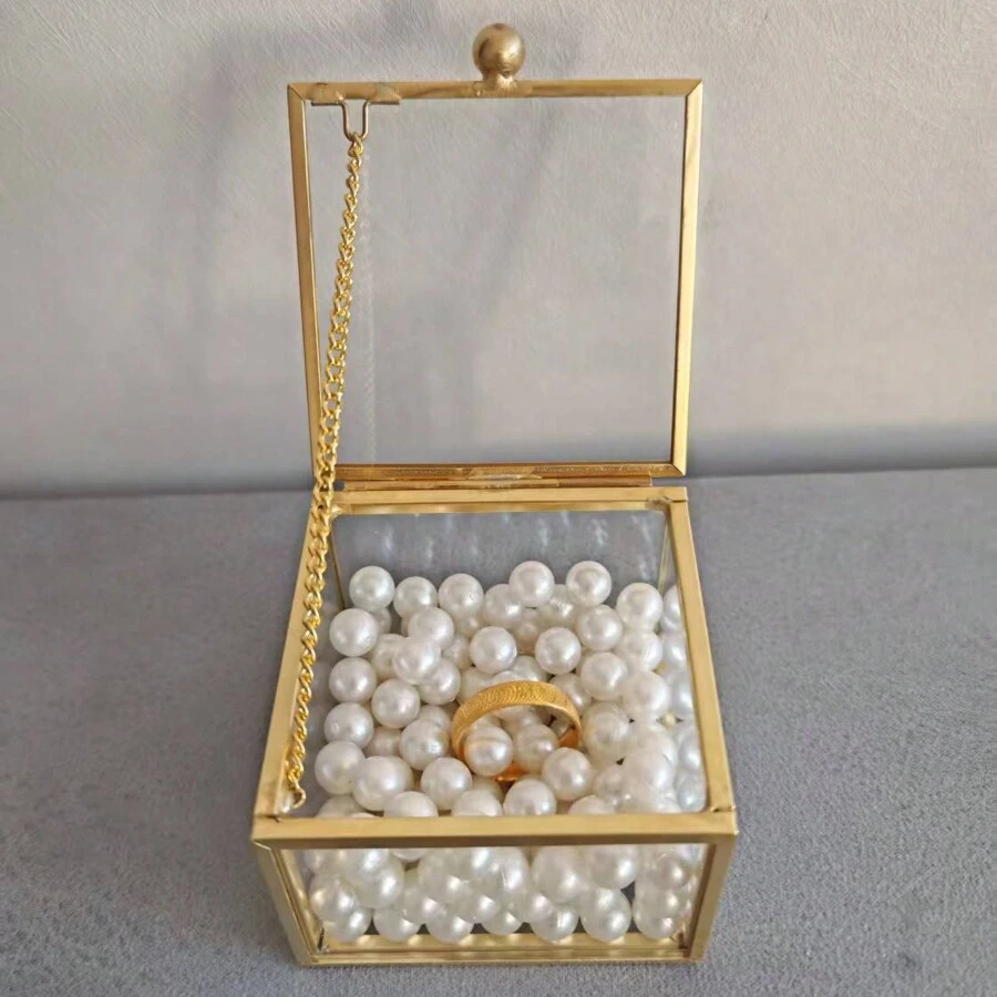Elegant Gold Jewelry Storage Box For Rings, Stylish Square Glass Ring Display Case, Clear Glass Jewelry Organizer For Rings, Perfect For Christmas, Thanksgiving, New Year, And Valentine's Day Gifts, Ideal For Home Decor And Jewelry Collection, Chic And Functional Design For Every Occasion, Enhance Your Jewelry Display With This Luxurious Storage Solution, Perfect For Organizing And Showcasing Your Precious Rings, A Must-Have For Jewelry Lovers And Collectors, Thoughtful Gift Idea For Special Moments And Celebrations.