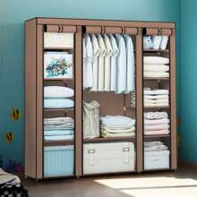 Portable Wardrobe Canvas 128x45x173cm Fabric Wardrobes For Bedroom Large Foldable Closet Storage Oranisers Portable Wardrobes For Bedroom Consumables - Coffee - View 1