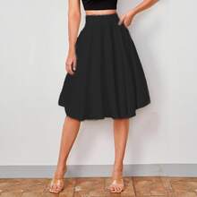 MAXI-SKIRT AND WHITE T-SHIRT - Black - View 4