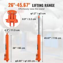 Hydraulic Long Ram Jack, 3 To 8 Ton Engine Hoist Cylinder, With 1 To 2 Piston Pump Or Air Pump And Clevis Base Or Flat Base Hydraulic Ram Cylinder For Engine Lift Hoists Hydraulic Garage Shop Cranes Mechanical Farm - Đế khoan bơm piston đôi 8 tấn - Xem 3