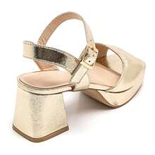 Summer Casual Versatile Minimalist High Heel Sandals - Gold - View 5