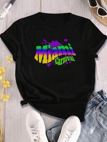 Camiseta de talla grande con impresión del Festival de música Soca del Carnaval de Trinidad, cuello redondo, manga corta, lavable a máquina, perfecta para primavera y verano