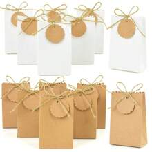 10/20/30pcs Kraft Paper Candy Bags With Tags Wedding Favors Gifts Packaging Bag Boxes For Kids Birthday Baby Shower Party Decor