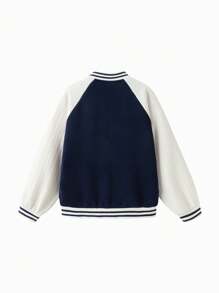 Balabala Girls' Color-Block Baseball Jacket, Spring Preppy Look