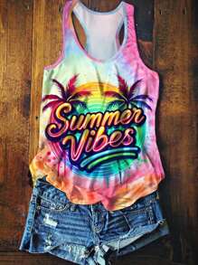 Áo nữ cổ chữ V nhẹ nhàng, thanh lịch và đa năng với họa tiết rừng nhiệt đới, bãi biển, ánh nắng mặt trời và cây dừa, phù hợp cho trang phục thường ngày, đi nghỉ mát và công sở, mùa xuân/hè. - Nhiều màu - Xem 3