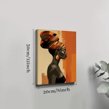1pc Framed Canvas Poster, African American Women Black Vogue Girl Wall Art Canvas Paintings, Ideal Gift For Bedroom Living Room Corridor, Wall Art, Room Decoration
