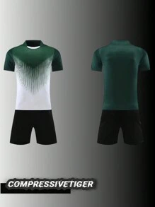 2 piezas Conjunto deportivo personalizado de camiseta de fútbol de manga corta con impresión personalizada de nombre y número + pantalones cortos a juego con estampado de dragón, de secado rápido y absorción de sudor, como regalo