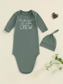 Newborn Sleeper Gown Baby Boy Girl Coming Home Outfit Infant Nightgown Sleeping Bag Sleepwear Pajamas - Green - View 2