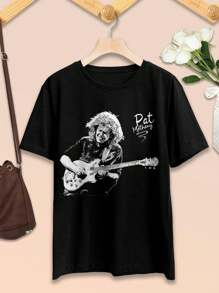Pat Metheny Women's White T-Shirts Official Merch Concert Tees Band Shirts Music Apparel - Black - View 2