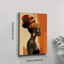 1pc Framed Canvas Poster, African American Women Black Vogue Girl Wall Art Canvas Paintings, Ideal Gift For Bedroom Living Room Corridor, Wall Art, Room Decoration