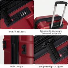 22x14x9 Inch Red Hardside Carry-On Luggage - Airline Approved With Spinner Wheels, TSA Lock & Lightweight Telescoping Handle