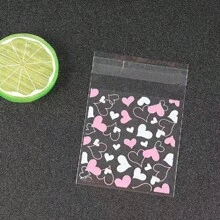 200 piezas de bolsas de regalo de plástico con sello autoadhesivo, diseño de corazón transparente, adecuado para galletas, dulces y embalaje de horneo - Rosa - Ver 6