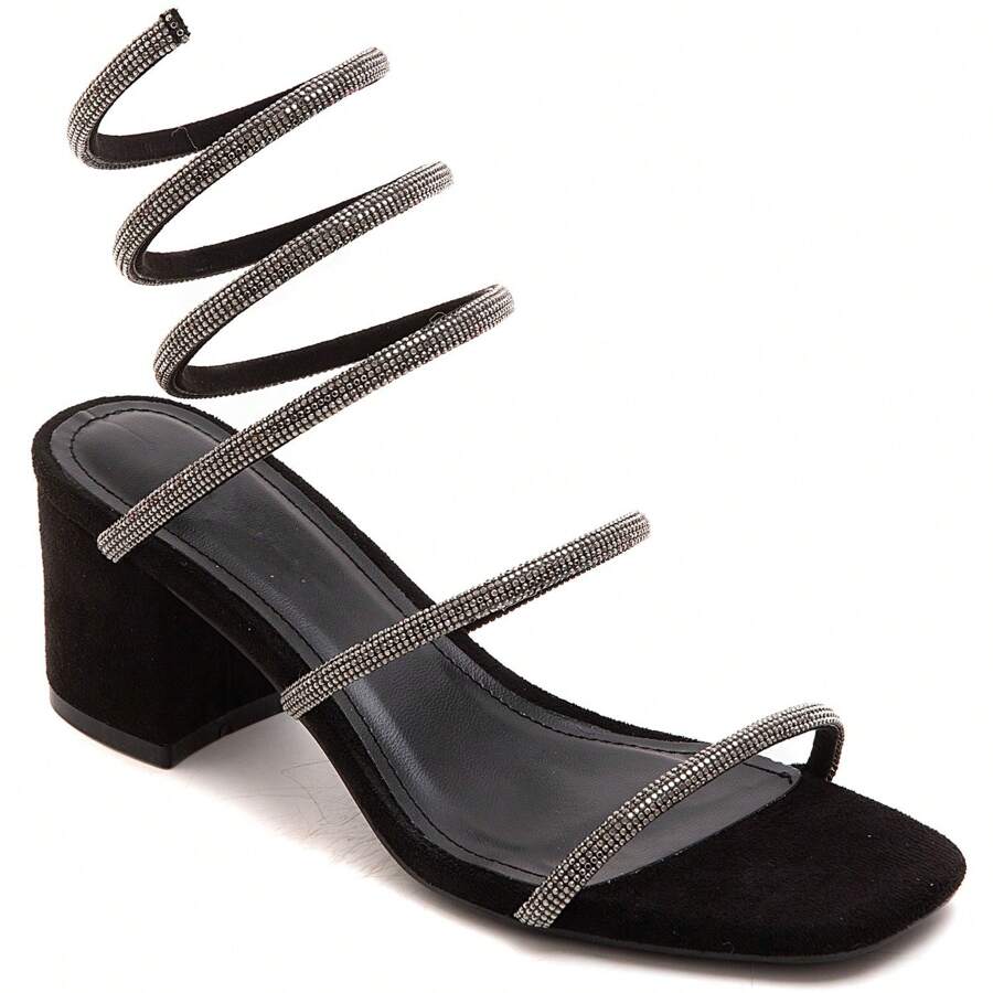 Women's Lace-Up Design Fashion Daily Wear High Heel Sandals - Black - View 1