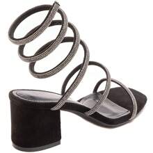 Women's Lace-Up Design Fashion Daily Wear High Heel Sandals - Black - View 4