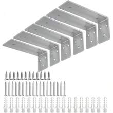 Floating Shelf Bracket 8 Inch, Shelf Brackets Stainless Steel Solid L Bracket For Wall, Kitchen, Nursery, Fireplace Mantel, Bookshelves, Bar Wall Shelves 6 Pack