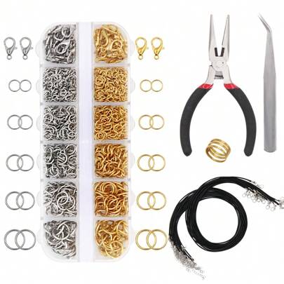 EuTengHao EuTengHao 1314 Anelli per Salto Aperti e Chiusure per Aragosta Kit di Riparazione Gioielli Kit per Creazione di Gioielli per Riparazione Collane con Accessori per Creazione di Gioielli (Oro e Argento)