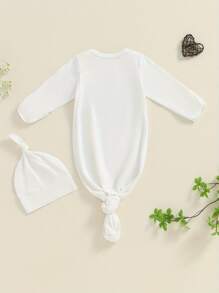Newborn Sleeper Gown Baby Boy Girl Coming Home Outfit Infant Nightgown Sleeping Bag Sleepwear Pajamas - 白色 - 查看 3