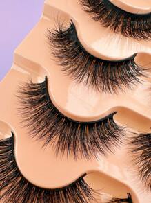 5 Pairs Of Thick And Curly False Eyelashes, D-Curled Eyelashes, Natural Three-Dimensional Fluffy Eyelashes, Slender And Elegant Eyelashes, Eyelash Extensions, Faux Mink Eyelashes. Suitable For Daily Work, Parties, And Travel.