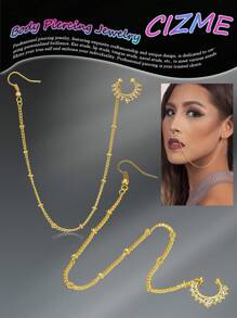 CIZME 1Pc/Set Fake Septum Rings Septum Piercing Nose To Ear Chain Jewelry Rhinestone-Stud Dangle Nose Chain Piercing Jewelry Faux Nose Ring Chain Non Pierced Clip On Dangle Septum Earrings For Women