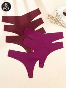 6 件装性感低腰丁字裤，隐形 V 型无缝 V 形丁字裤女士日常穿着，女士内衣和内衣